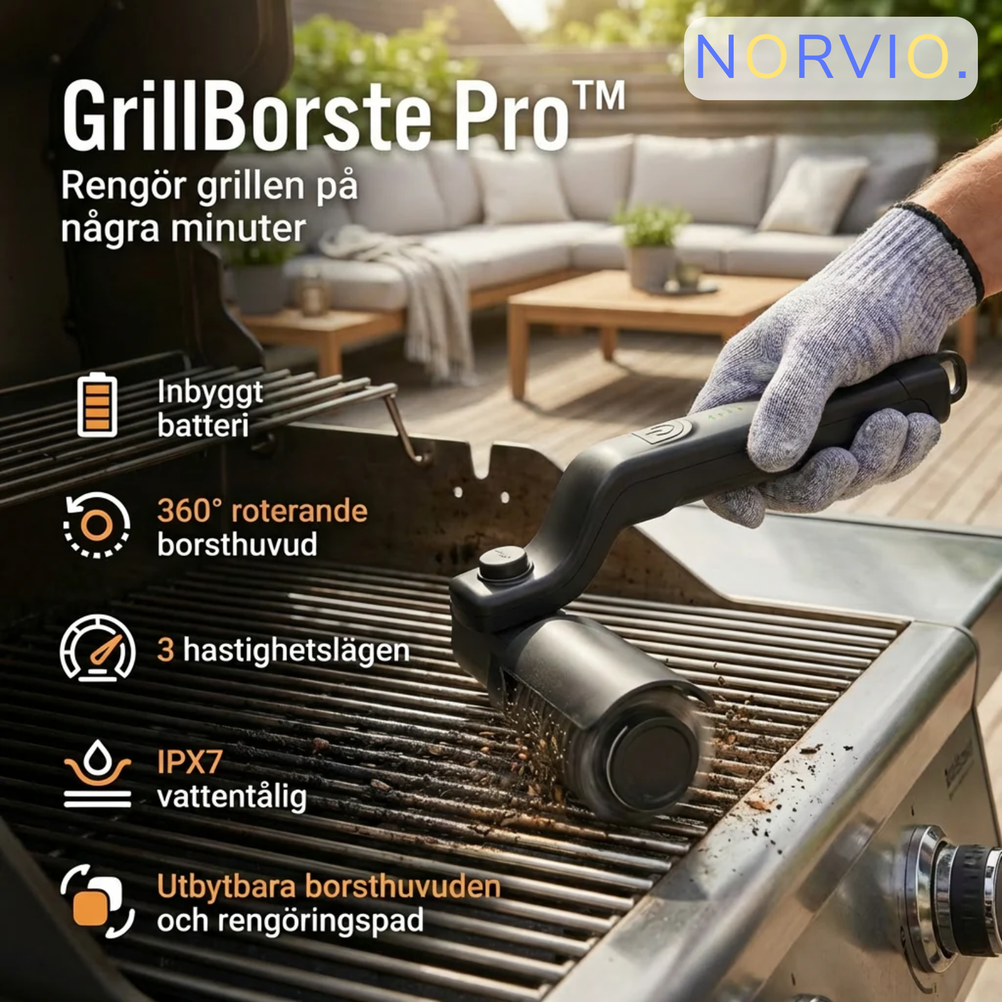 GrillBorste Pro™ | Elektrisk Grillrengörare med Kraftfull Motor