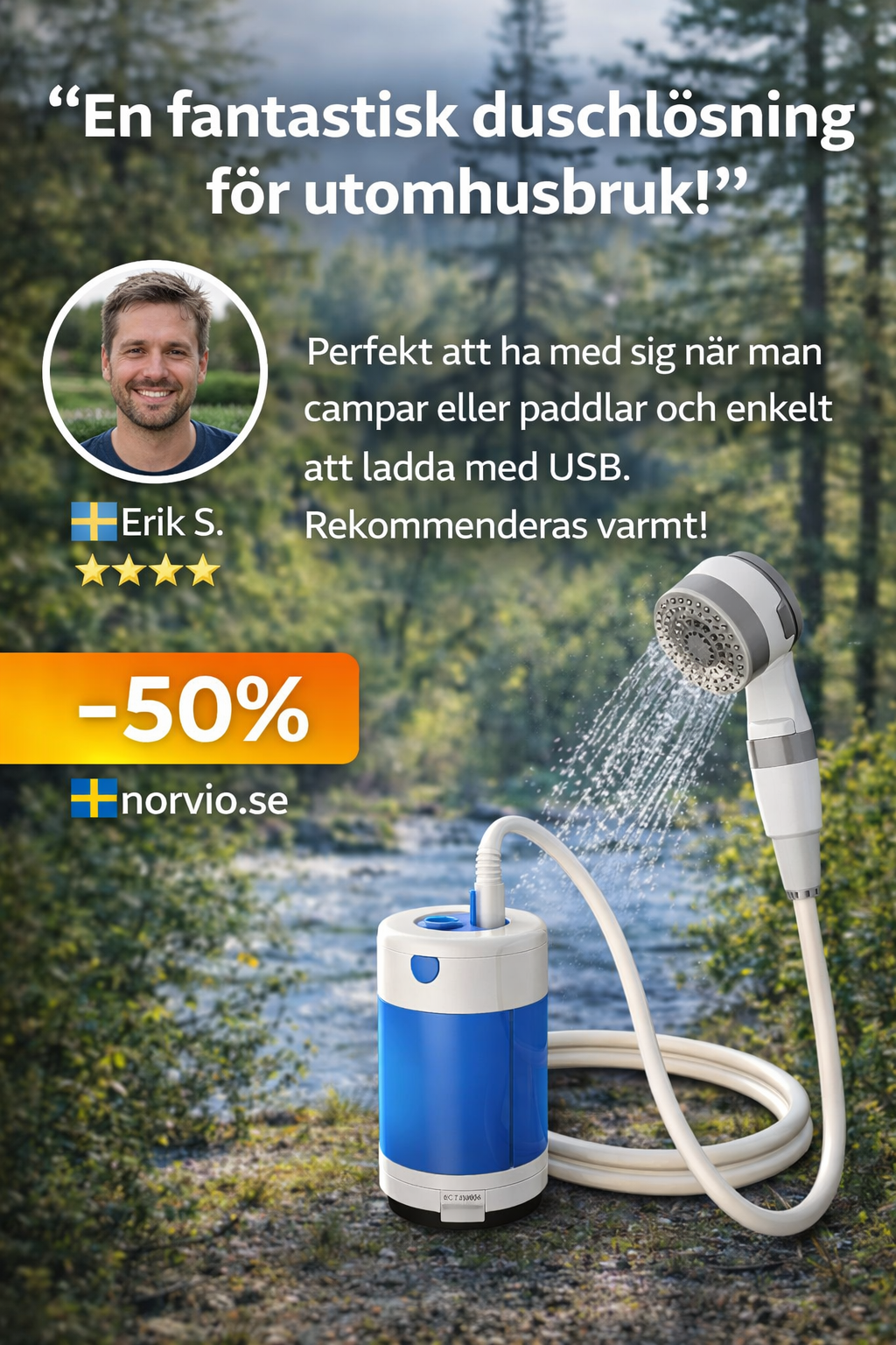 Bärbar Vattendusch: Komplett Kit med Slang & Munstycken