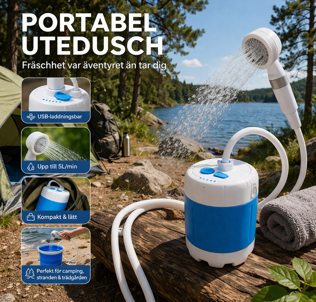 Bärbar Vattendusch: Komplett Kit med Slang & Munstycken