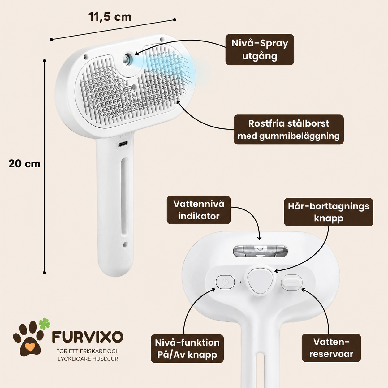 Furvixo™ | Ångborste för Pälsvård & Mindre Hår
