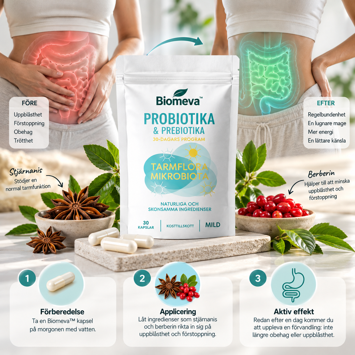 Biomeva™ | Minska uppblåsthet och gå ner upp till 5 kilo på bara 7 dagar!