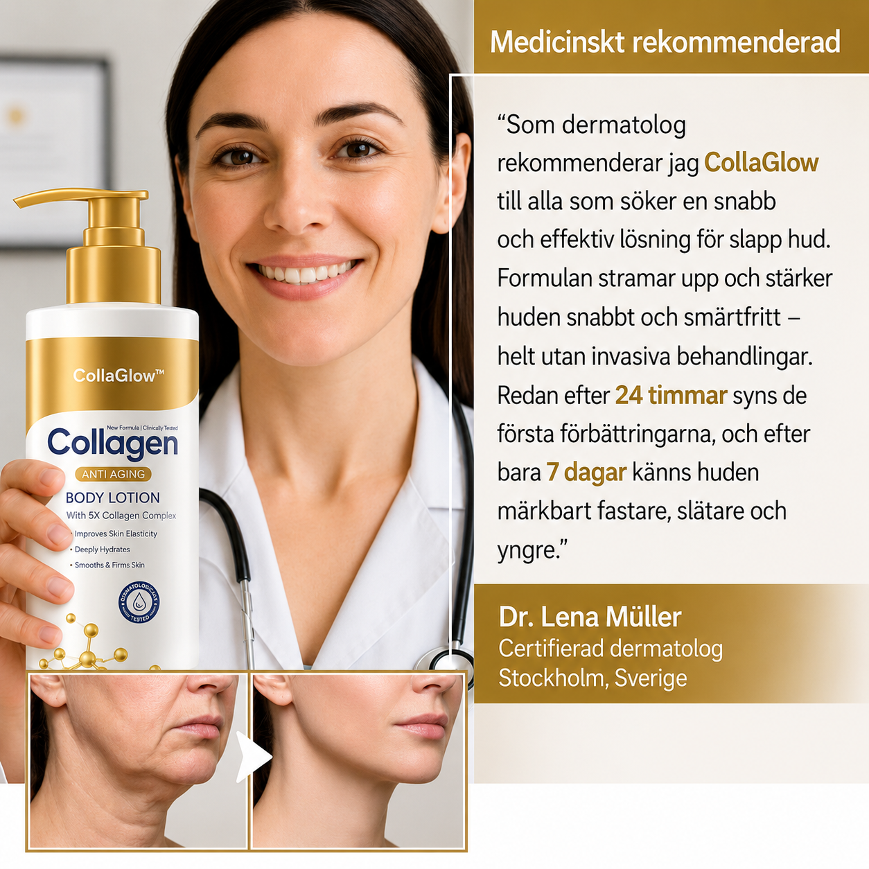 CollaGlow™ | Stramar upp, lyfter och förnyar slapp hud med upp till 98 % inom 24 timmar