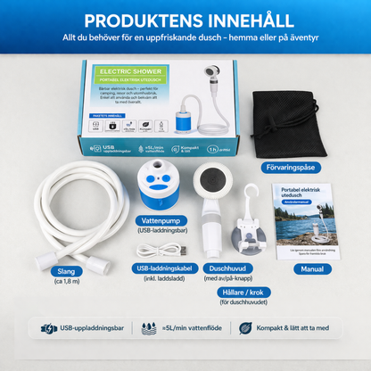 Bärbar Vattendusch: Komplett Kit med Slang & Munstycken