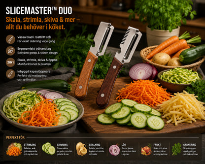 SliceMaster Duo – Multifunktionella Skal- &amp; Rivknivar (2-pack)