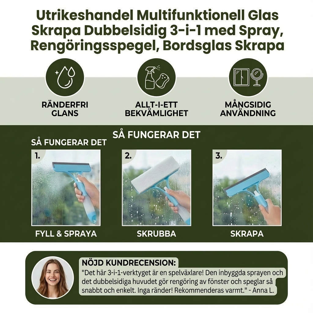 ClearClean™ | 3-i-1 Multifunktionell Glasrengöringsstång
